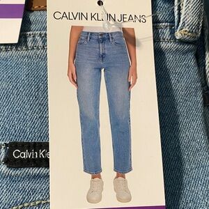 Calvin Klein Women High Rise Straight Leg Jean Light Blue/Size 14